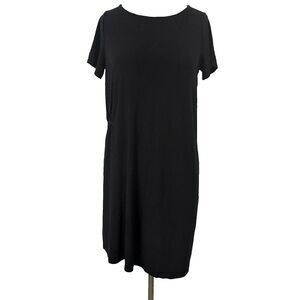 Eileen Fisher T Shirt Dress Asymmetrical Womens Size Small Flowy Stretch Black